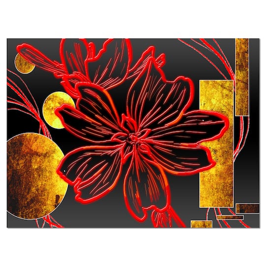 Designart - Abstract Red Flower Painting